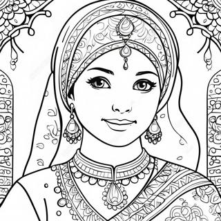 Muslim Girl In Traditional Dress Coloring Page 35623-28510