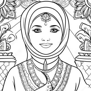 Muslim Girl In Traditional Dress Coloring Page 35623-28511