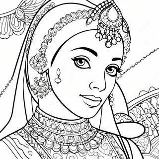 Muslim Girl In Traditional Dress Coloring Page 35623-28512