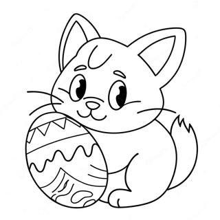 Easter Cat With Colorful Eggs Coloring Page 35643-28520