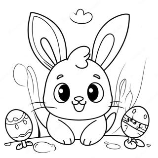 Playful Easter Cat With Bunny Ears Coloring Page 35644-28530