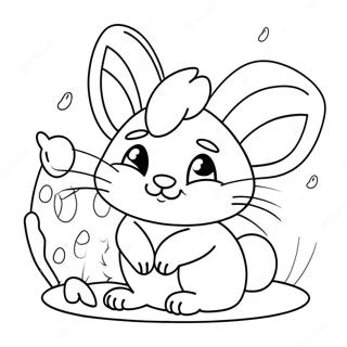 Playful Easter Cat With Bunny Ears Coloring Page 35644-28532