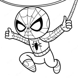 Chibi Spider Man Swinging Coloring Page 35674-28549