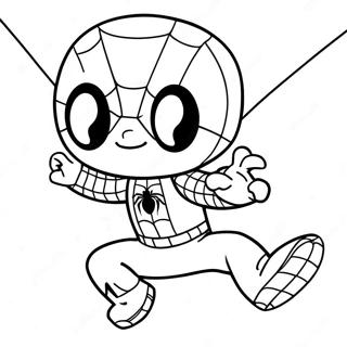 Chibi Spider Man Swinging Coloring Page 35674-28550