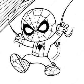 Chibi Spider Man Swinging Coloring Page 35674-28551