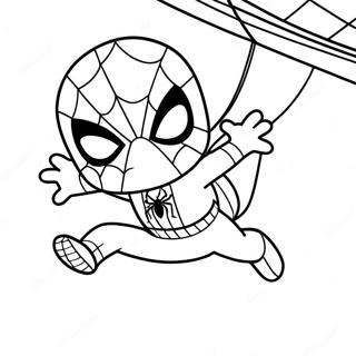 Chibi Spider Man Swinging Coloring Page 35674-28552