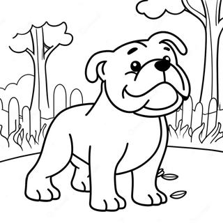 Playful Bulldog In The Park Coloring Page 3567-2885