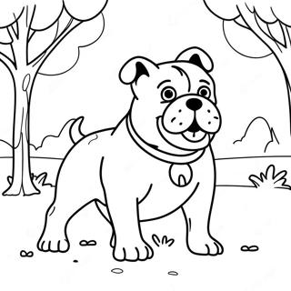 Playful Bulldog In The Park Coloring Page 3567-2886