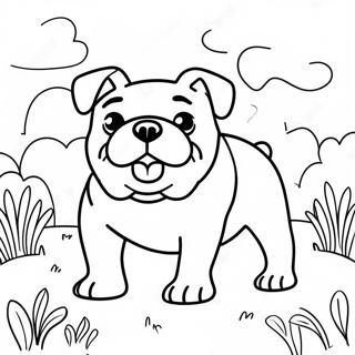 Playful Bulldog In The Park Coloring Page 3567-2887