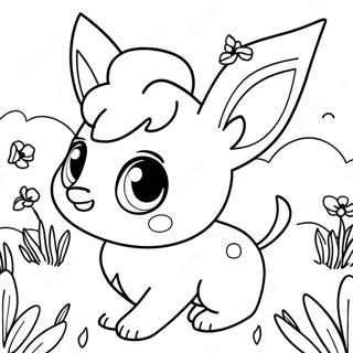 Cute Leafeon In A Flower Field Coloring Page 35684-28564