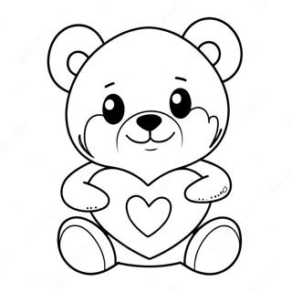 Cute Teddy Bear Holding A Heart Coloring Page 35703-28571