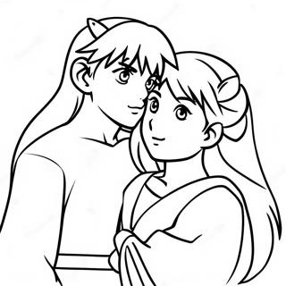 Kagome And Inuyasha Romantic Coloring Page 35714-28578