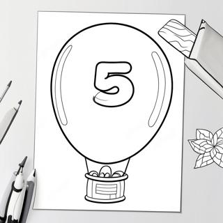 Colorful Number 5 Balloon Coloring Page 35804-28650