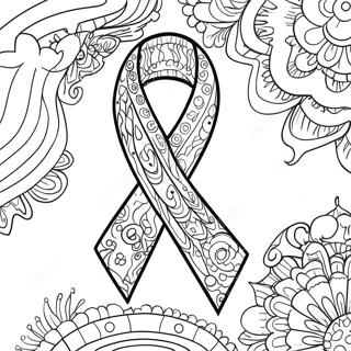 Colorful Cancer Awareness Ribbon Coloring Page 35864-28701