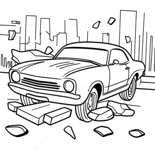 Car Crash Scene Coloring Page 35923-28741