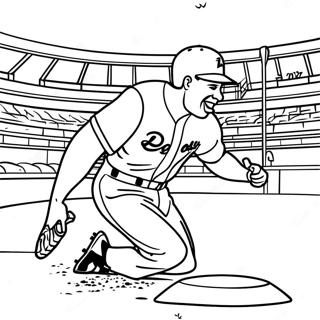 Jackie Robinson Sliding Into Home Plate Coloring Page 36084-28877