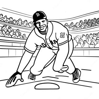 Jackie Robinson Sliding Into Home Plate Coloring Page 36084-28879