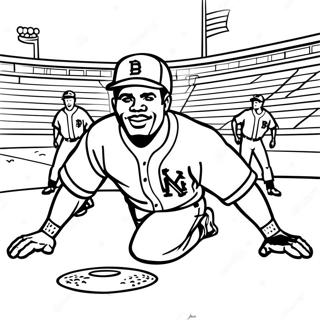 Jackie Robinson Sliding Into Home Plate Coloring Page 36084-28880