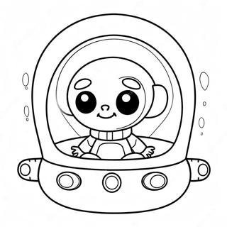 Cute Alien In A Spaceship Coloring Page 36134-28918