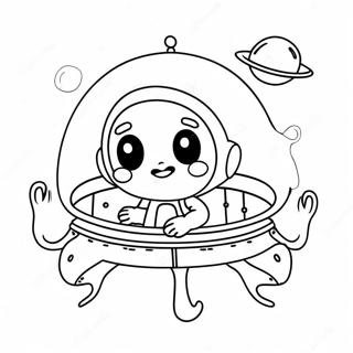 Cute Alien In A Spaceship Coloring Page 36134-28919