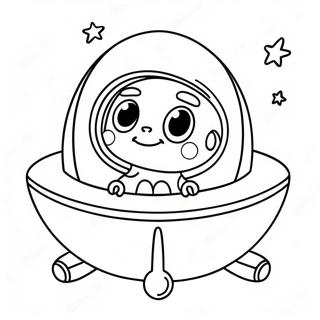 Cute Alien In A Spaceship Coloring Page 36134-28920