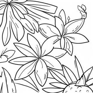 Tropical Flowers Coloring Pages