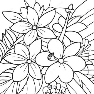 Vibrant Tropical Flowers Coloring Page 36174-28949