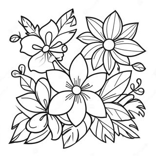 Vibrant Tropical Flowers Coloring Page 36174-28951