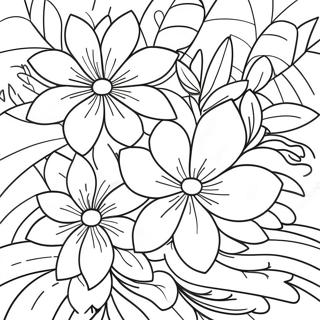 Vibrant Tropical Flowers Coloring Page 36174-28952