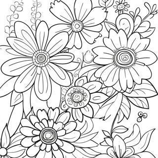 Colorful Felt Flowers Coloring Page 3617-2931