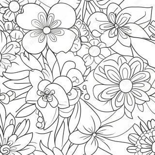 Colorful Felt Flowers Coloring Page 3617-2932