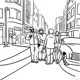 Vibrant Urban African American Street Scene Coloring Page 36274-29029