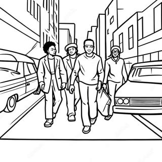 Vibrant Urban African American Street Scene Coloring Page 36274-29030