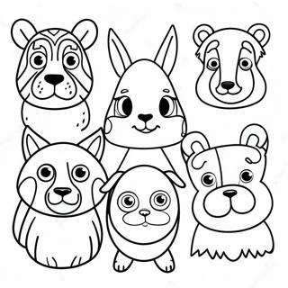 Thick Lined Animal Faces Coloring Page 36283-29039