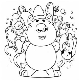 Thick Lined Cartoon Characters Coloring Page 36284-29034