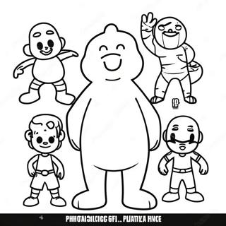 Thick Lined Cartoon Characters Coloring Page 36284-29035