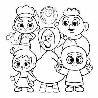 Thick Lined Cartoon Characters Coloring Page 36284-29036