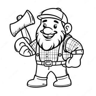 Cheerful Lumberjack With Axe Coloring Page 36294-29045