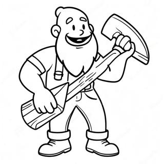 Cheerful Lumberjack With Axe Coloring Page 36294-29048