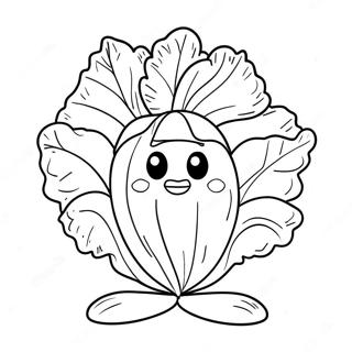 Cartoon Lettuce Character Coloring Page 36354-29090