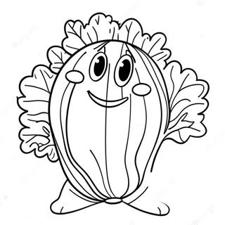 Cartoon Lettuce Character Coloring Page 36354-29091