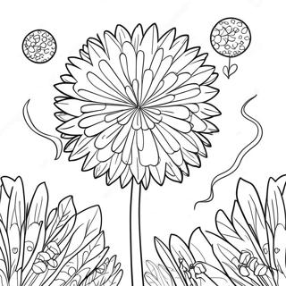 Whimsical Dandelion Scene Coloring Page 36404-29129