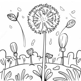 Whimsical Dandelion Scene Coloring Page 36404-29130