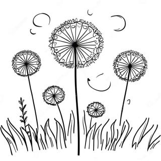 Whimsical Dandelion Scene Coloring Page 36404-29131