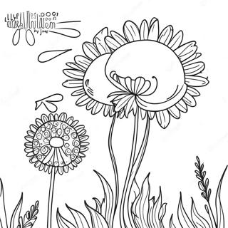 Whimsical Dandelion Scene Coloring Page 36404-29132