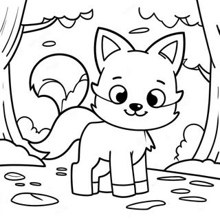 Cute Minecraft Fox In Forest Coloring Page 36434-29159