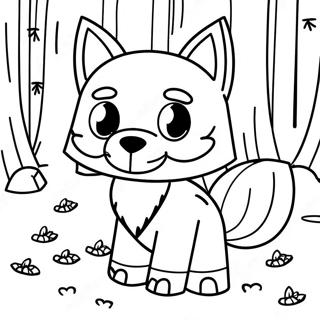 Cute Minecraft Fox In Forest Coloring Page 36434-29160