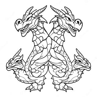 Majestic Three Headed Dragon Coloring Page 36454-29175