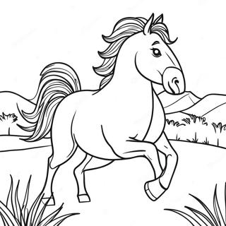 Realistic Wild Horse Galloping Coloring Page 3646-2949