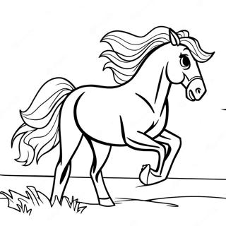 Realistic Wild Horse Galloping Coloring Page 3646-2951